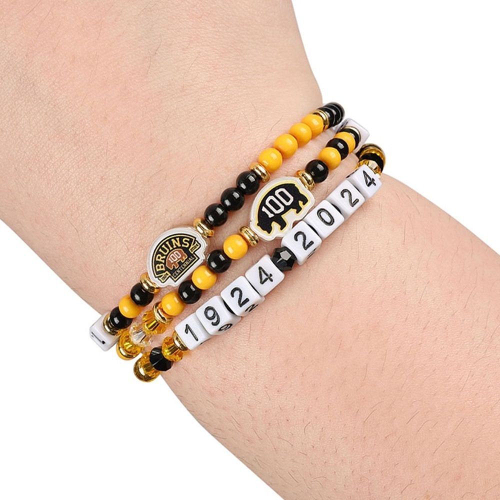 Foco Boston Bruins Ice Hockey Kids Set of 3 Centennial Bracelets.